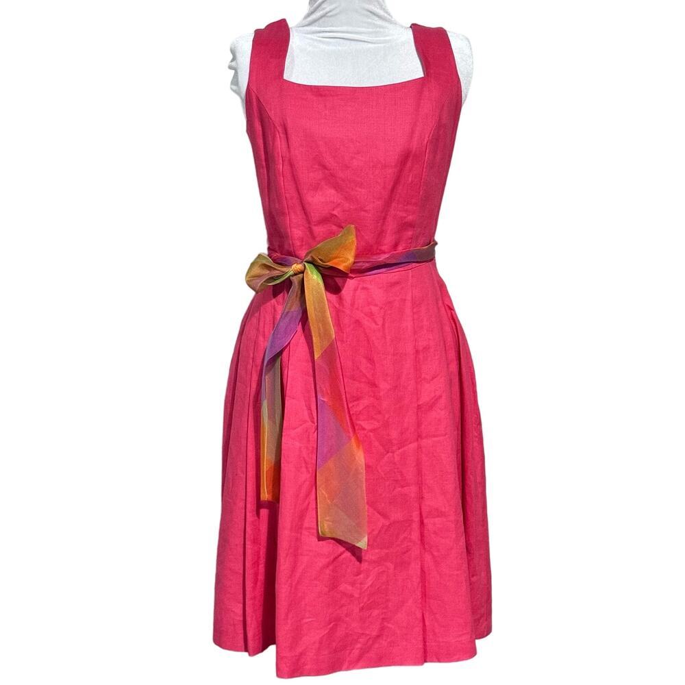 Althuser Vintage Linen Fit & Flare NWOT  Coral Colored Dress, size 8/10‎
